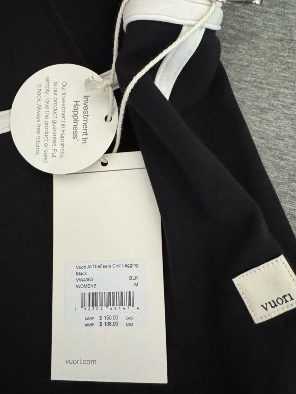 NWT New Vuori AllTheFeels Corset Legging black medium M, white trim - Picture 8 of 9
